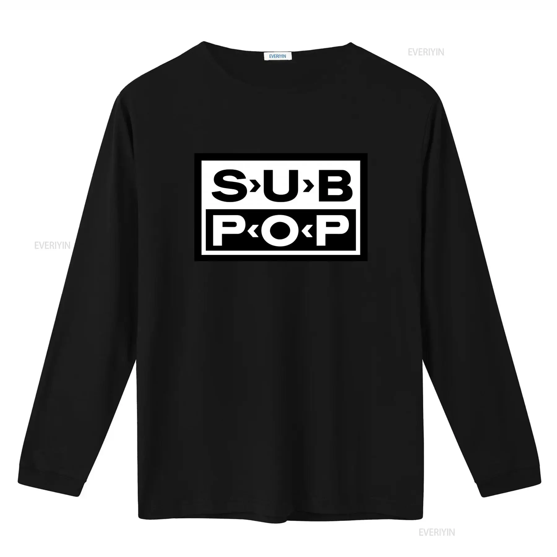 Sub Pop Logo T Shirt Black wit - Vintage Fashion Style Men ulasan dan harga