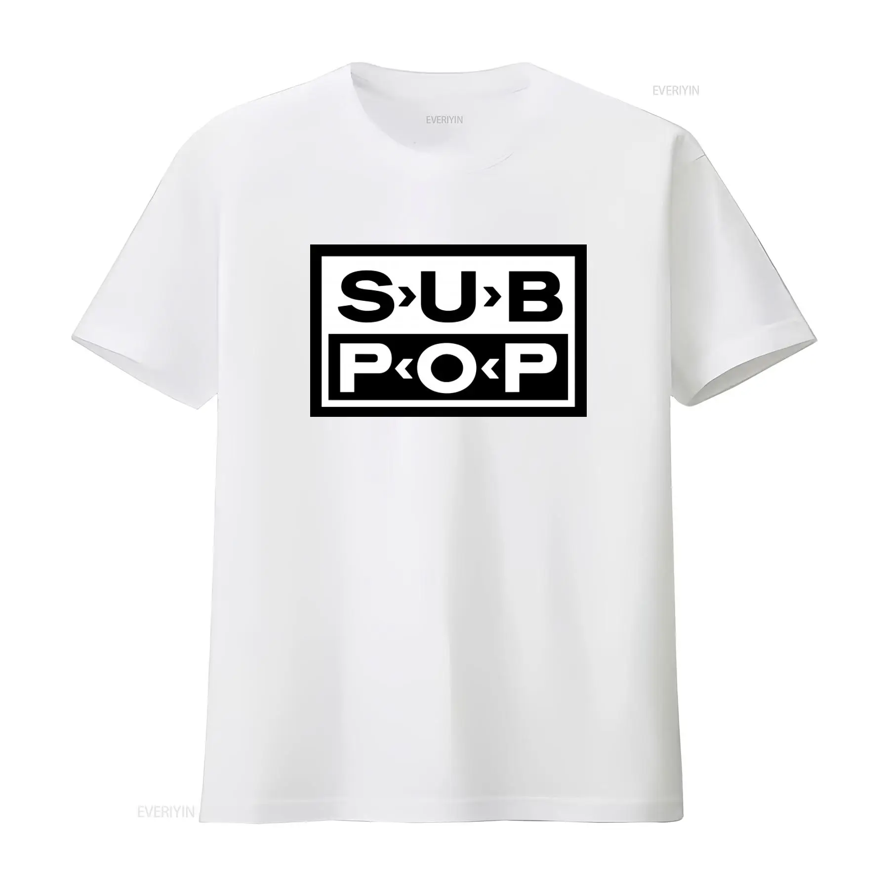 Sub Pop Logo T Shirt Black wit - Vintage Fashion Style Men ulasan dan harga