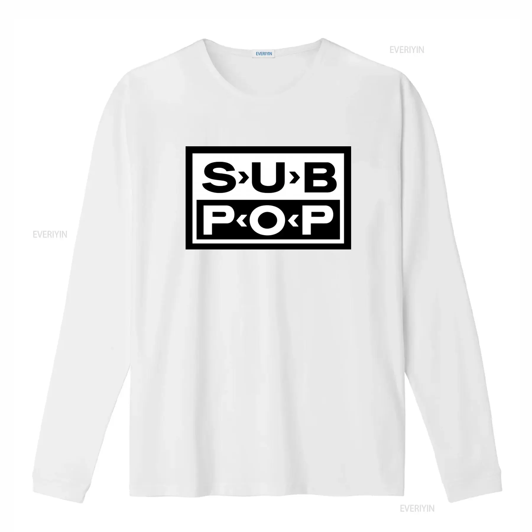 Sub Pop Logo T Shirt Black wit - Vintage Fashion Style Men ulasan dan harga