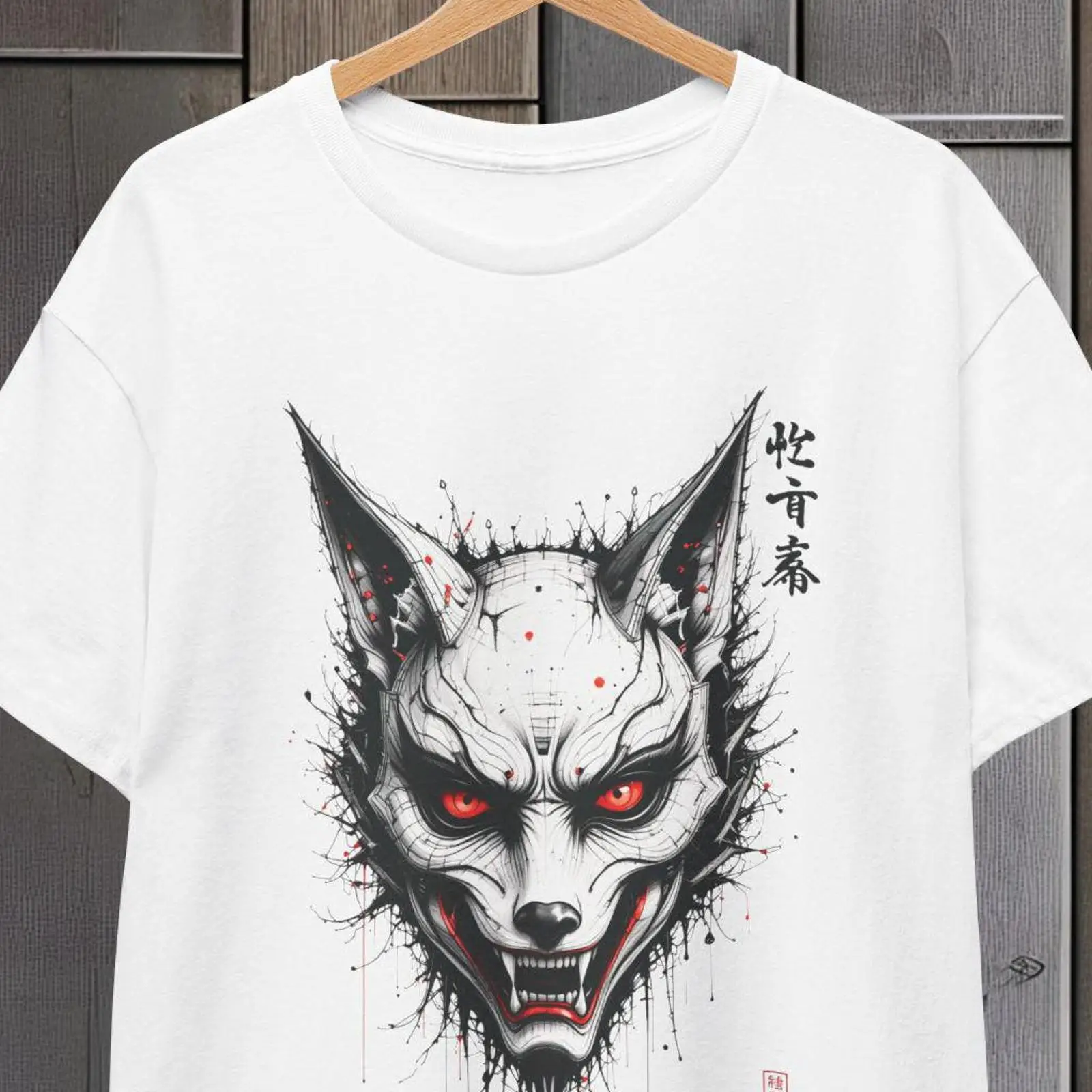 Japanese Fox Mask T Shirt Kyot - Vintage Fashion Kyoto ulasan dan harga