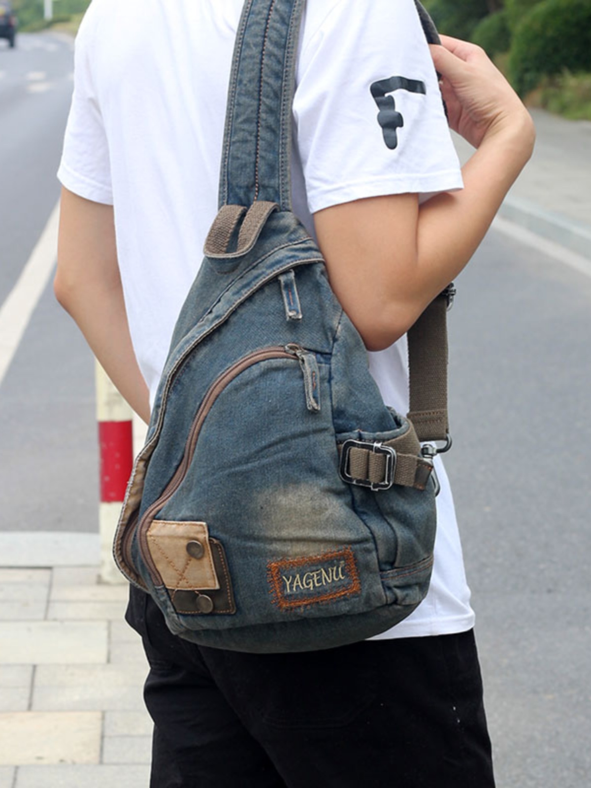 Retro Denim Crossbody Bag Unis - Vintage Fashion Model ulasan dan harga