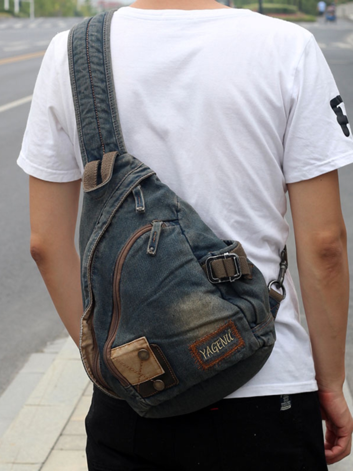Retro Denim Crossbody Bag Unis - Vintage Fashion Model ulasan dan harga