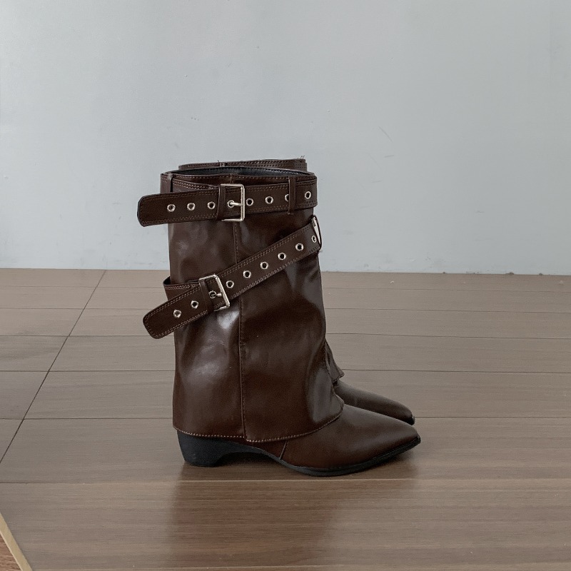 Women Pipe Boots Fashion Belt  - Vintage Fashion Ladies ulasan dan harga