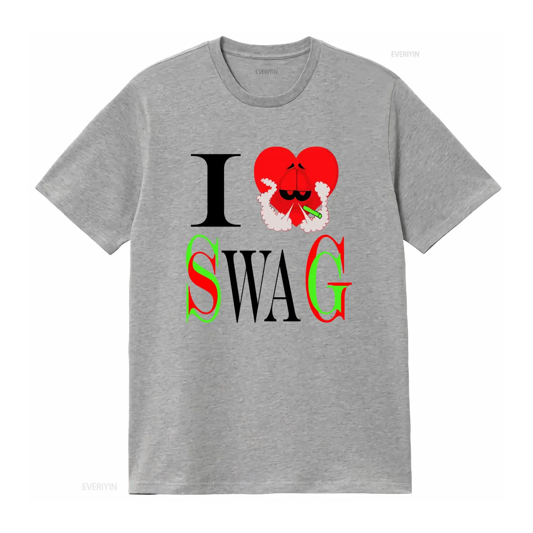 I Swag Heart Print T shirt Ret - Vintage Fashion Style Men ulasan dan harga