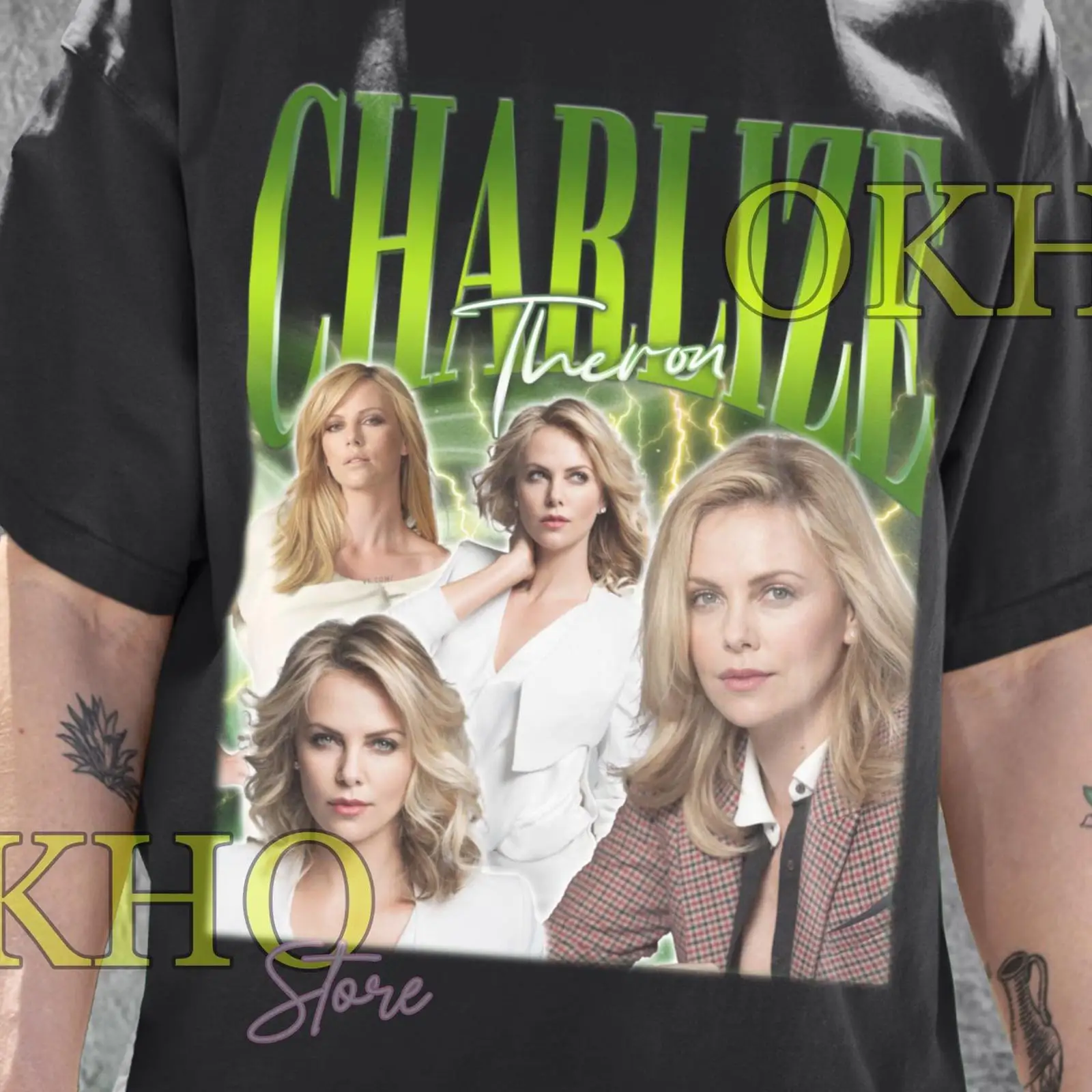 Charlize Theron Collage T Shir - Vintage Fashion Collage ulasan dan harga