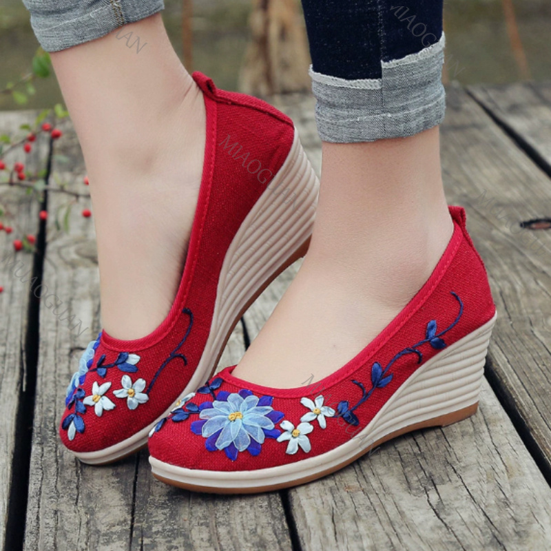 Embroidered Women Comfort Wedg - Vintage Fashion Ladies ulasan dan harga