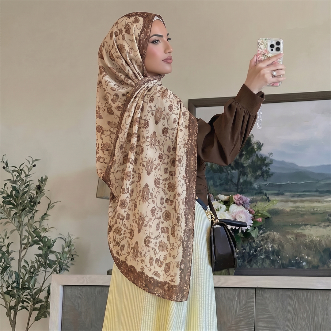 Vintage Floral Print Hijab Sof - Vintage Fashion Ladies ulasan dan harga