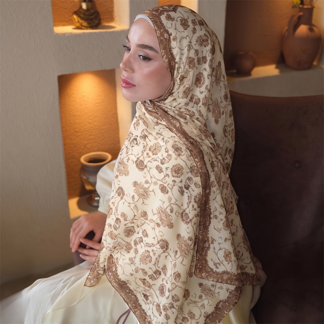 Vintage Floral Print Hijab Sof - Vintage Fashion Ladies ulasan dan harga